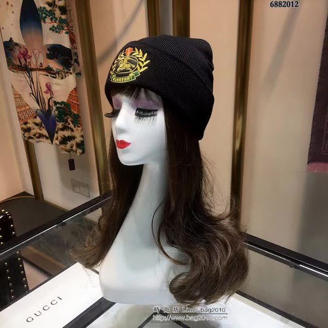 BUBBERRY巴寶莉 秋冬新款 名媛款字母LOGO羊毛針織帽 6882012 LLWJ7881